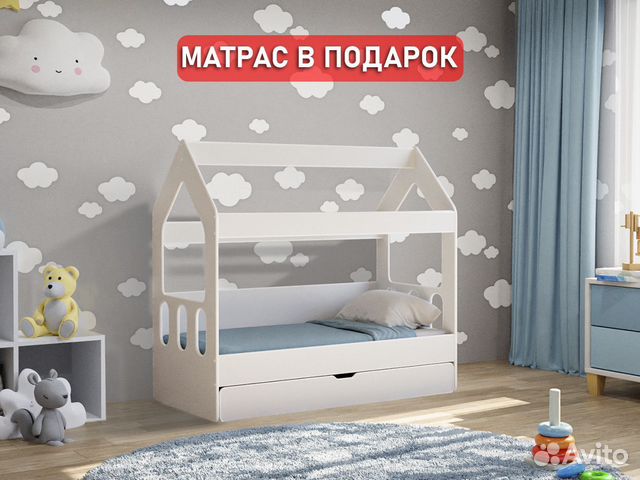 Детская кровать домик с матрасом