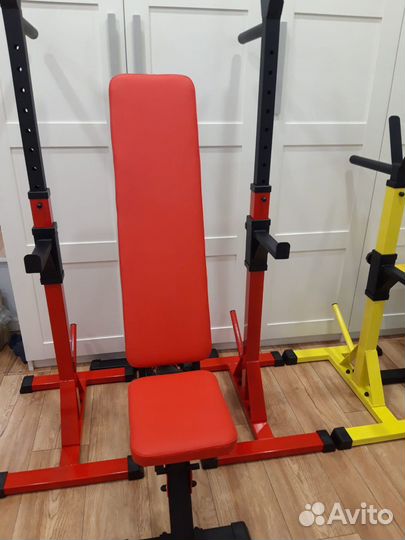 Скамья силовая для жима и стойки с подстраховкой