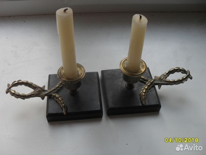 2-а бронзовых старых подсвечника