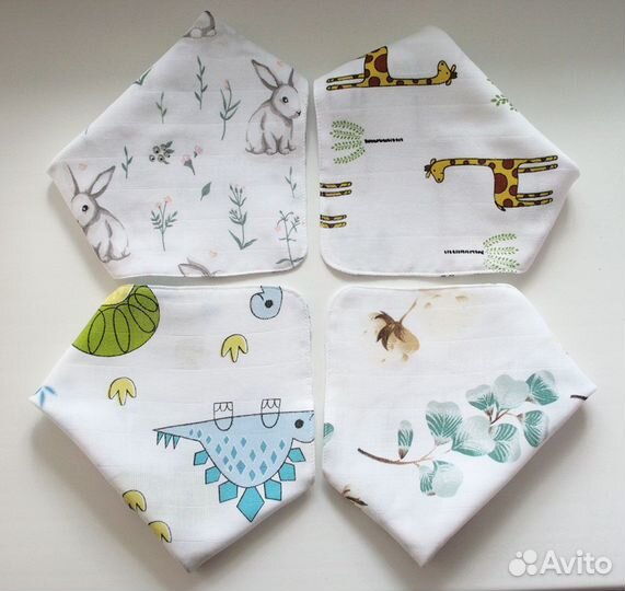 Муслиновые салфетки 32х32 см, нагрудники