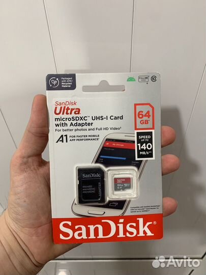 Карта памяти MicroSD Sandisk 64gb
