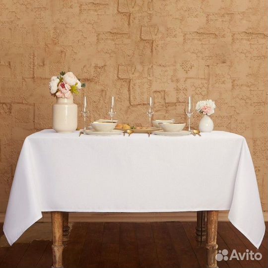 Скатерть 'Этель' Cozy 150*220 +/3см, цв.белый, пл