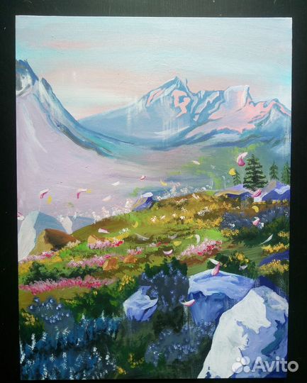 Картина ручной работы акрилом на холсте 