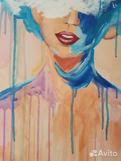 Картина акрилом Девушка-море