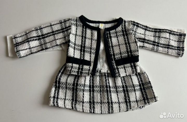 Детское платье с пиджаком 74-86 черно белое