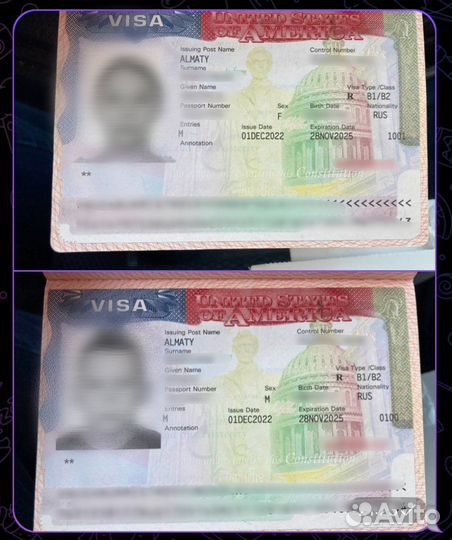 Виза США C1/D и B1/B2