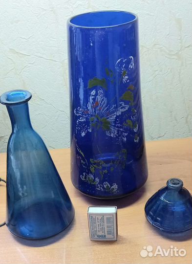 Ваза синее стекло СССР