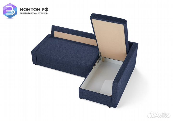 Диван угловой дельфин Поло синий