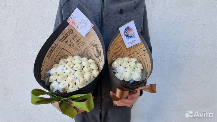 Съедобные мужские букеты из шоколадных пельменей