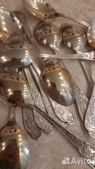 Набор вилок и ложек мельхиор