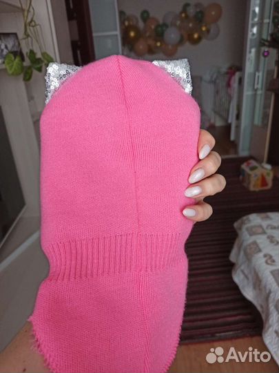 Шапка шлем для девочки зима