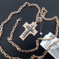 Крест с цепочкой позолоченные серебро премиум