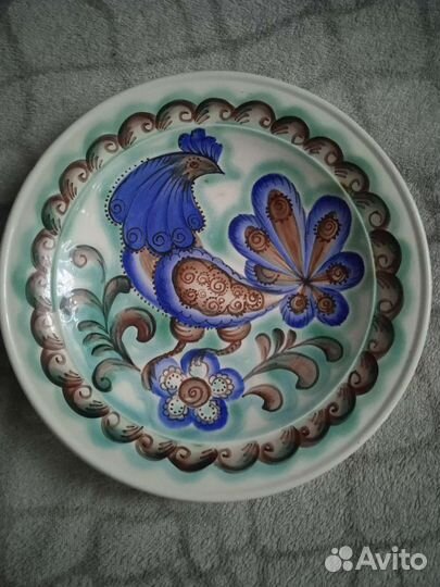 Настенная тарелка, Птица голубая''ссср, винтаж