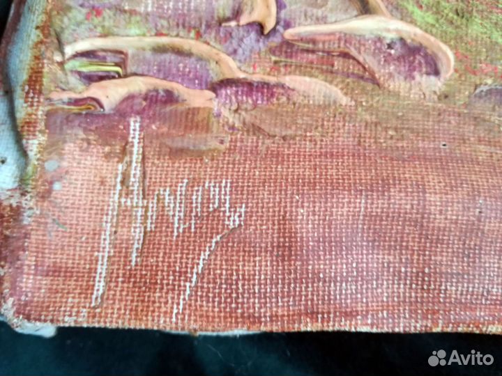 Антикварная картина маслом пейзаж