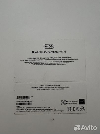 Планшет apple iPad 9 Gen WI-FI, 10.2, 64 гб