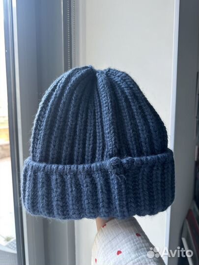Шапка женская вязаная синяя