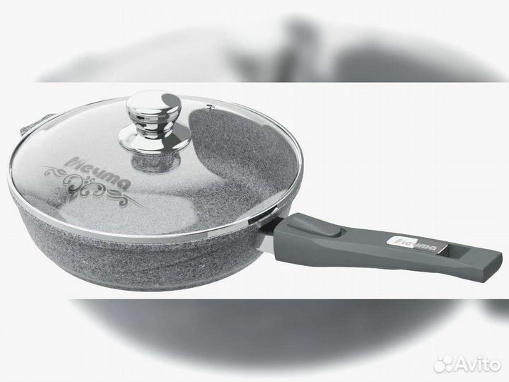 Сковорода d30 съемн ручка с крышкой Premium grey