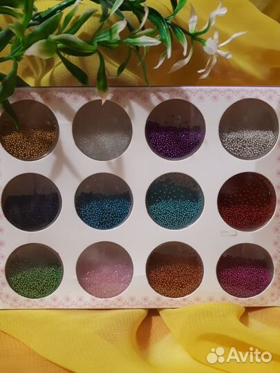 Набор Бульонок (для ногтей) Цветные, 12 шт. Новый