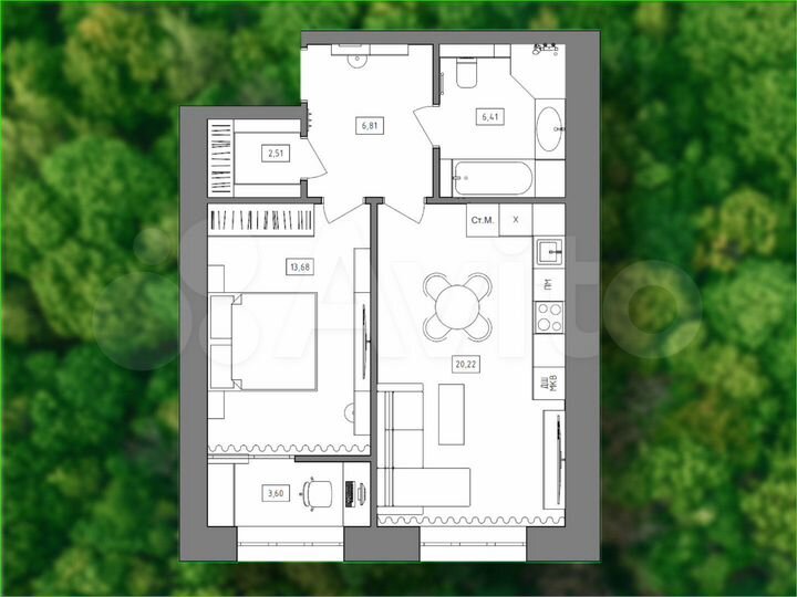 2-к. квартира, 55,8 м², 11/17 эт.