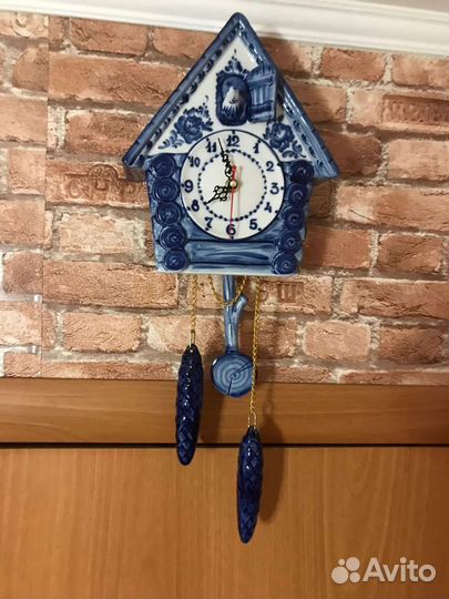 Гжель фарфор часы настенные 