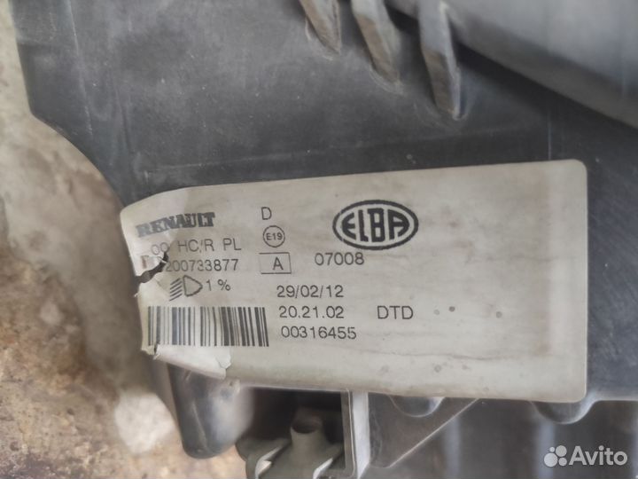 Фара renault sandero оригинал Правая б/у