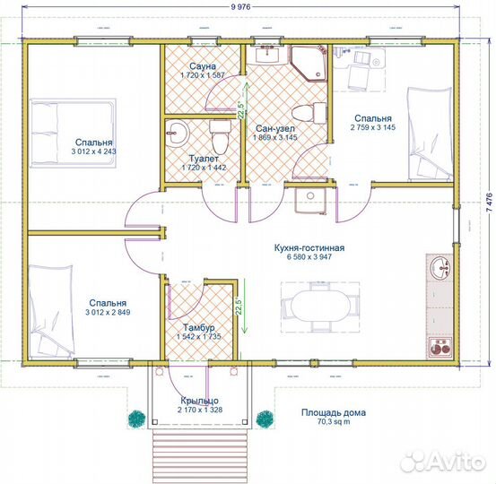 Дачный домик 75 м