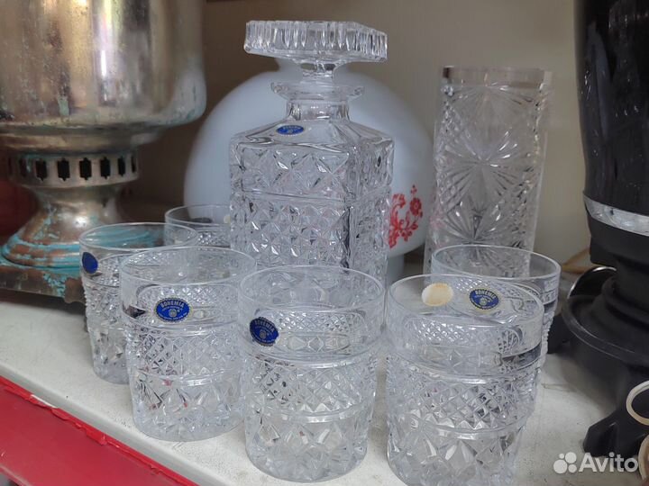 Штоф и 6 стаканов.Богемия