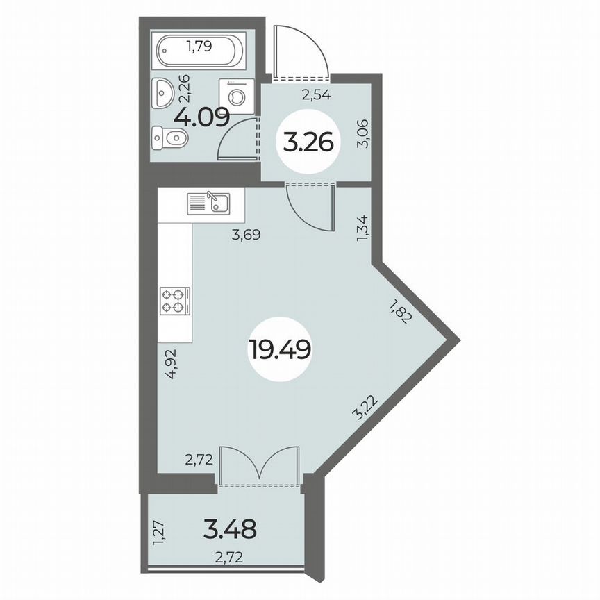 Квартира-студия, 28 м², 7/24 эт.