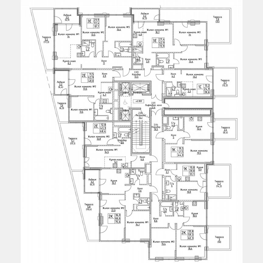 2-к. квартира, 72,4 м², 2/19 эт.