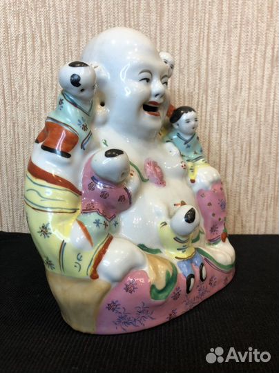 Будда с детьми, старинная статуэтка Китай