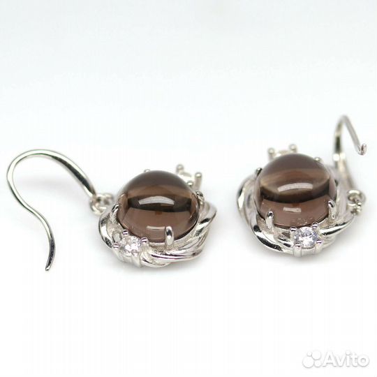 Серьги серебро раухтопаз С283