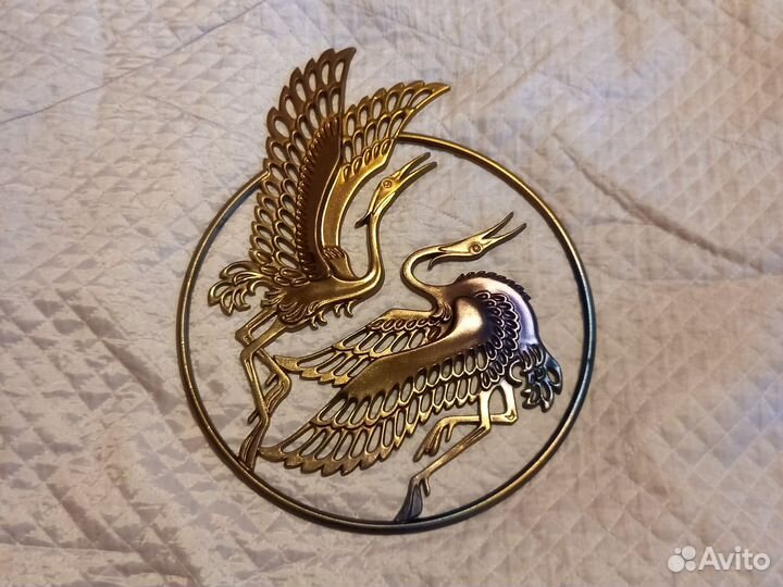 Панно настенное СССР бронза, танец журавлей