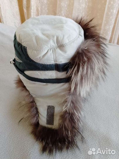 Шапка для мальчика с мехом чернобурки