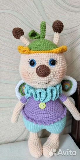 Вязаные мягкие игрушки Барашек и Бабочка