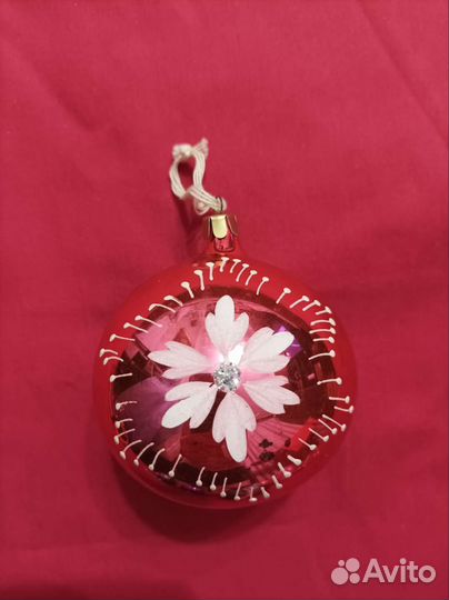 Елочные игрушки шары СССР, 2 штуки фуксия красный