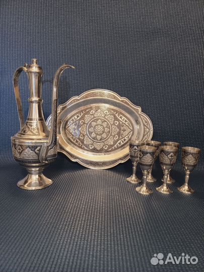 Серебряный коньячный, ликёрный набор Кубачи,815гр