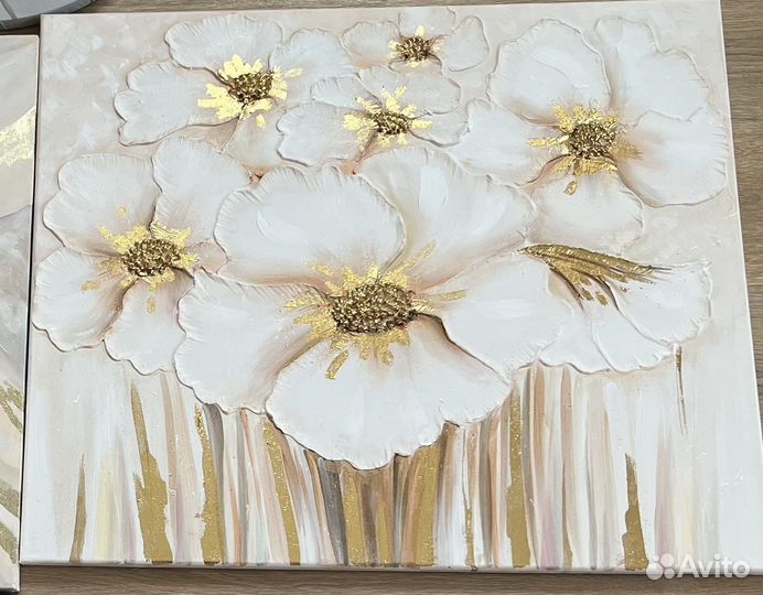 Большая картина с цветами, 60х70 см