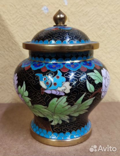 Чайница Хризантемы Цветы Клуазоне эмаль