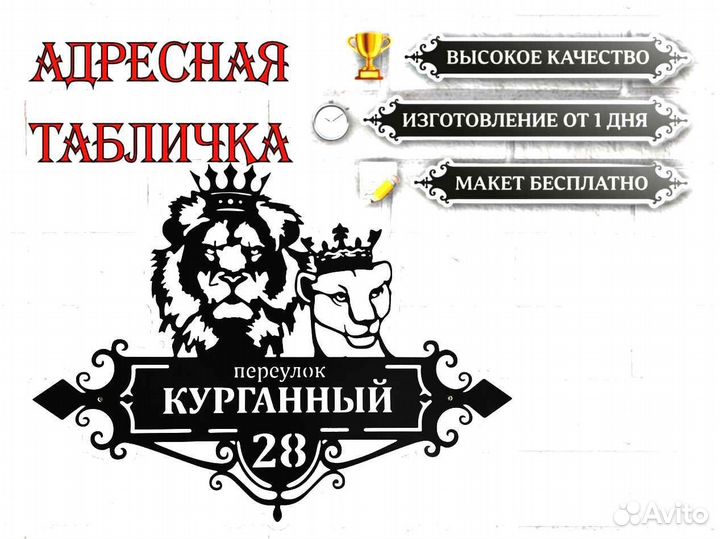 Красивая табличка с адресом