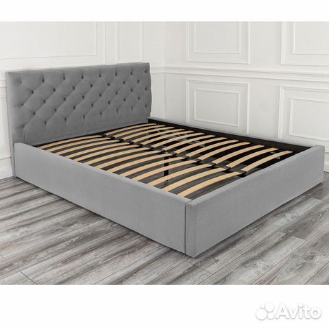 Кровать 160х200 серый велюр Барокко