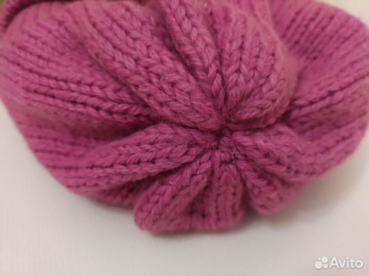 Шапка для девочки очень тёплая цвета фуксии