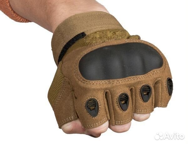 Перчатки Oakley со вставкой, без пальцев, койот