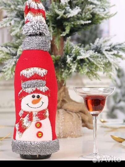 Новогоднее украшение для декора бутылки