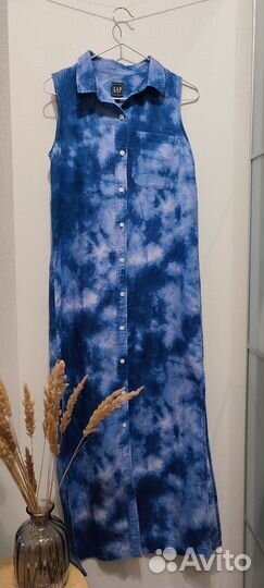 Платье рубашка макси GAP лён