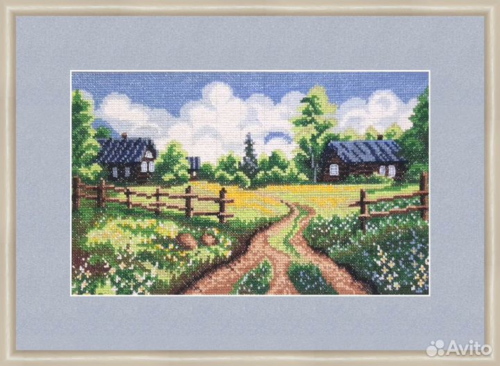 Вышитая картина Родная деревня