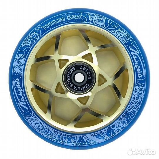 Колесо для самоката Комета Атом Синий/Золотой