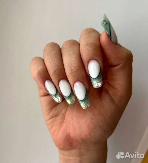 Маникюр, наращивание, Выкладной френч