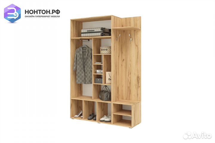 Прихожая Стелла белый глянец холодный / дуб крафт