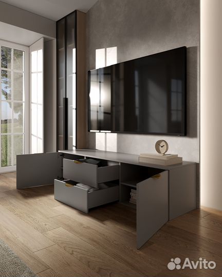 Напольная тв Тумба 160х40х40 Серая