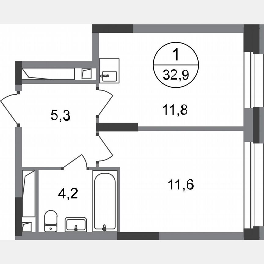 1-к. квартира, 32,9 м², 14/20 эт.